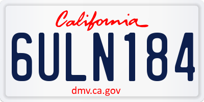 CA license plate 6ULN184