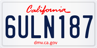 CA license plate 6ULN187
