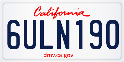 CA license plate 6ULN190