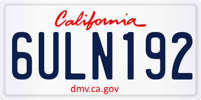 CA license plate 6ULN192