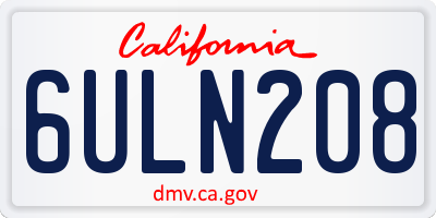 CA license plate 6ULN208