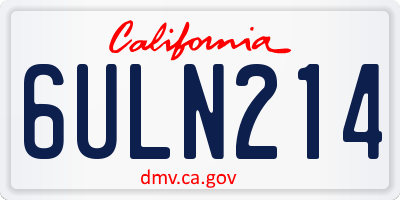 CA license plate 6ULN214