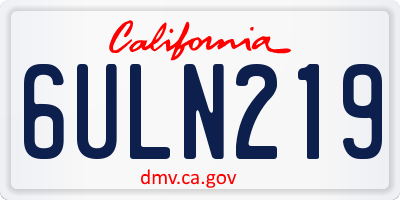 CA license plate 6ULN219