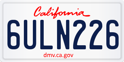 CA license plate 6ULN226
