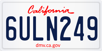 CA license plate 6ULN249