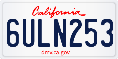 CA license plate 6ULN253