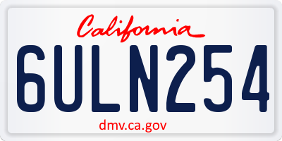 CA license plate 6ULN254