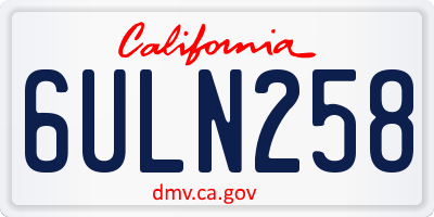 CA license plate 6ULN258