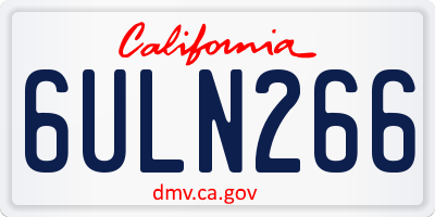 CA license plate 6ULN266