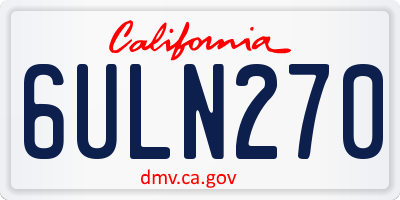 CA license plate 6ULN270