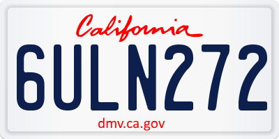 CA license plate 6ULN272