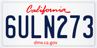 CA license plate 6ULN273