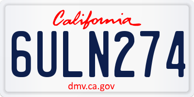 CA license plate 6ULN274