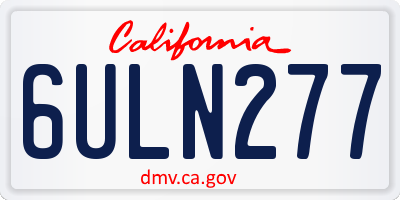 CA license plate 6ULN277
