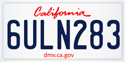 CA license plate 6ULN283