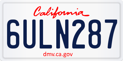 CA license plate 6ULN287