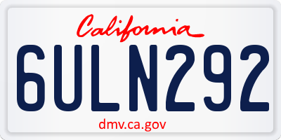 CA license plate 6ULN292