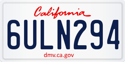 CA license plate 6ULN294