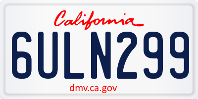 CA license plate 6ULN299