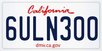 CA license plate 6ULN300