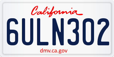 CA license plate 6ULN302