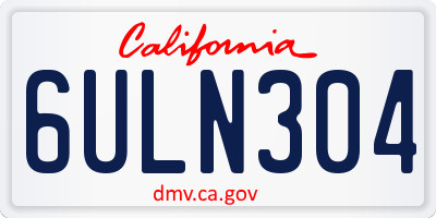 CA license plate 6ULN304