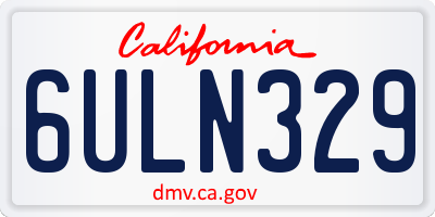 CA license plate 6ULN329