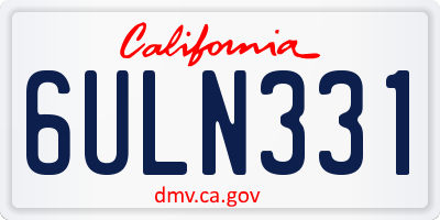 CA license plate 6ULN331