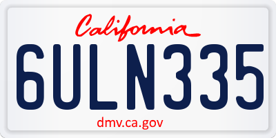CA license plate 6ULN335