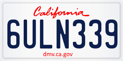 CA license plate 6ULN339