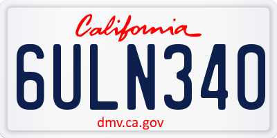 CA license plate 6ULN340