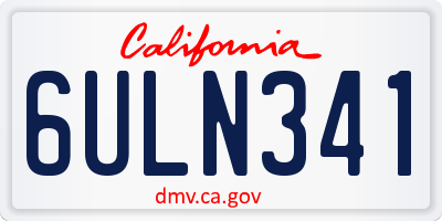 CA license plate 6ULN341
