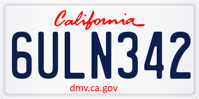 CA license plate 6ULN342