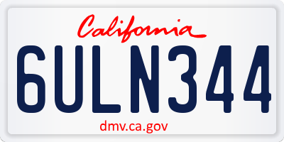CA license plate 6ULN344