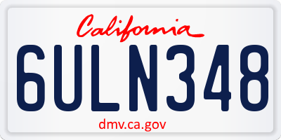 CA license plate 6ULN348