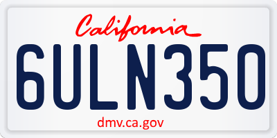 CA license plate 6ULN350