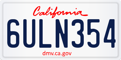 CA license plate 6ULN354