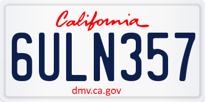 CA license plate 6ULN357