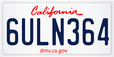 CA license plate 6ULN364