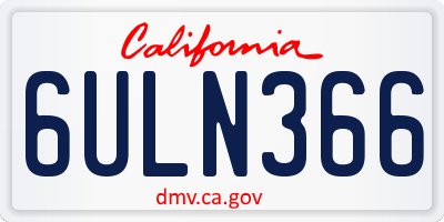 CA license plate 6ULN366