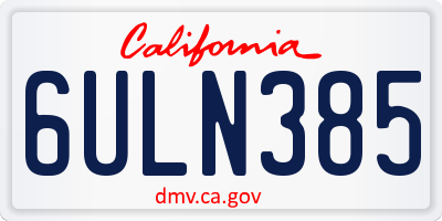 CA license plate 6ULN385