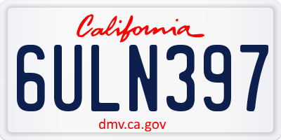 CA license plate 6ULN397