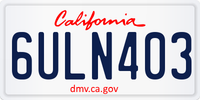 CA license plate 6ULN403