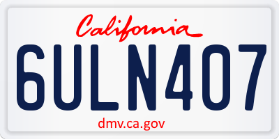 CA license plate 6ULN407