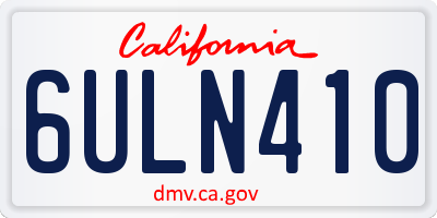 CA license plate 6ULN410