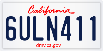 CA license plate 6ULN411