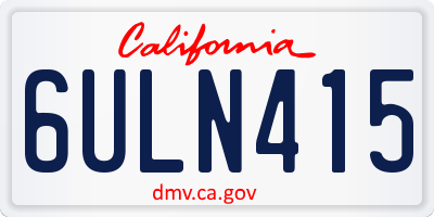 CA license plate 6ULN415
