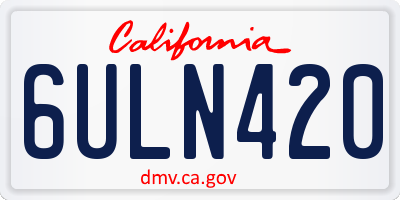 CA license plate 6ULN420