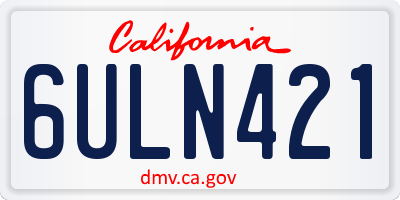 CA license plate 6ULN421