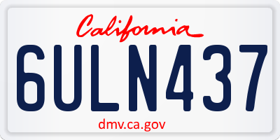 CA license plate 6ULN437
